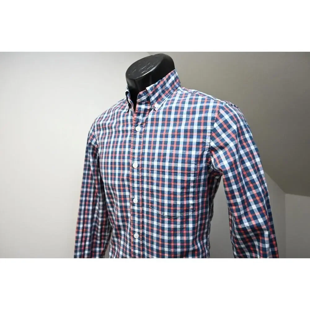 J Crew Flex‎ Oxford Slim Fit Dress Shirt Plaid Button Up Mens XS XSMALL